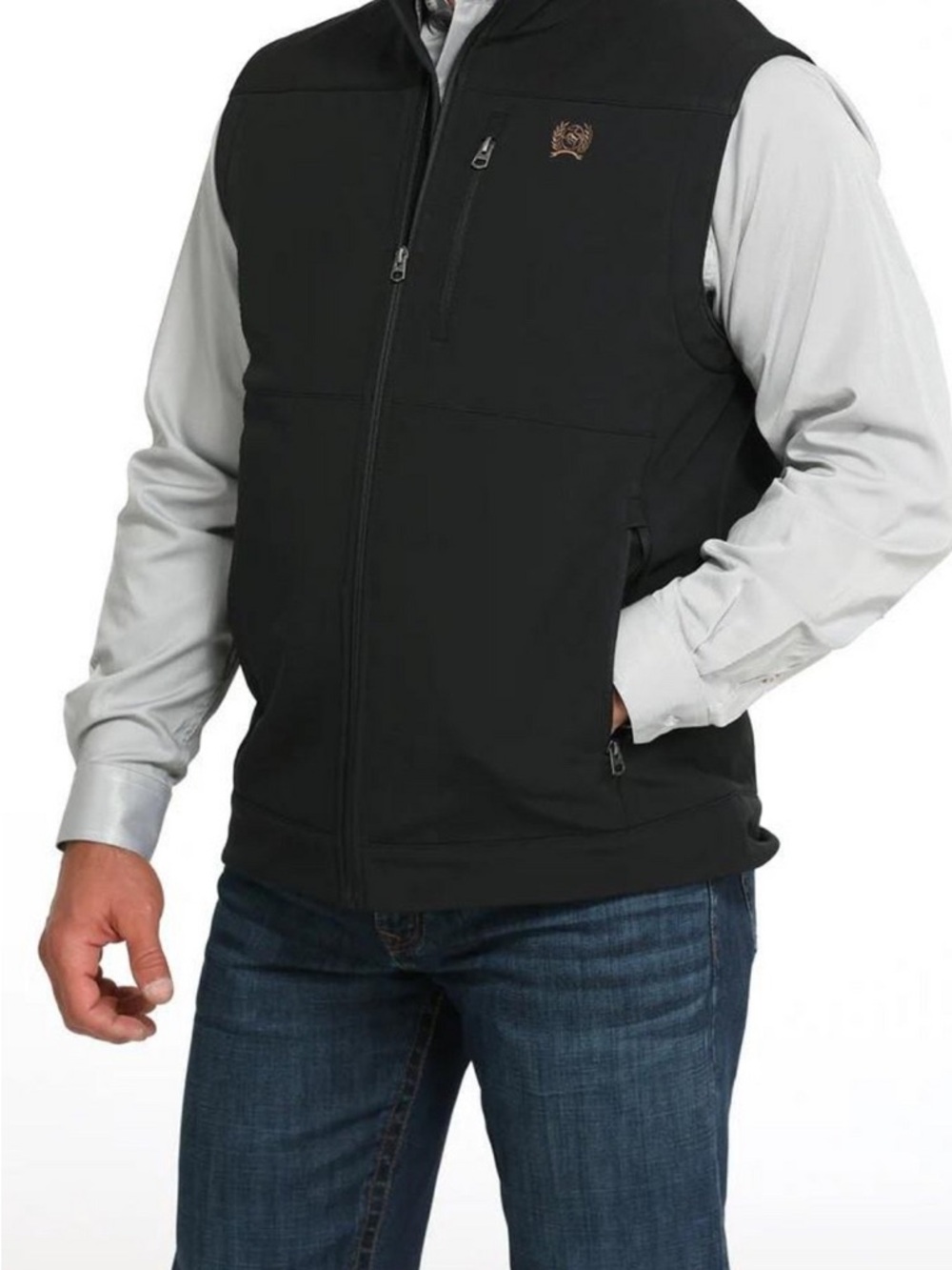 Cinch Men's Black Softshell Vest with Subtle Logo